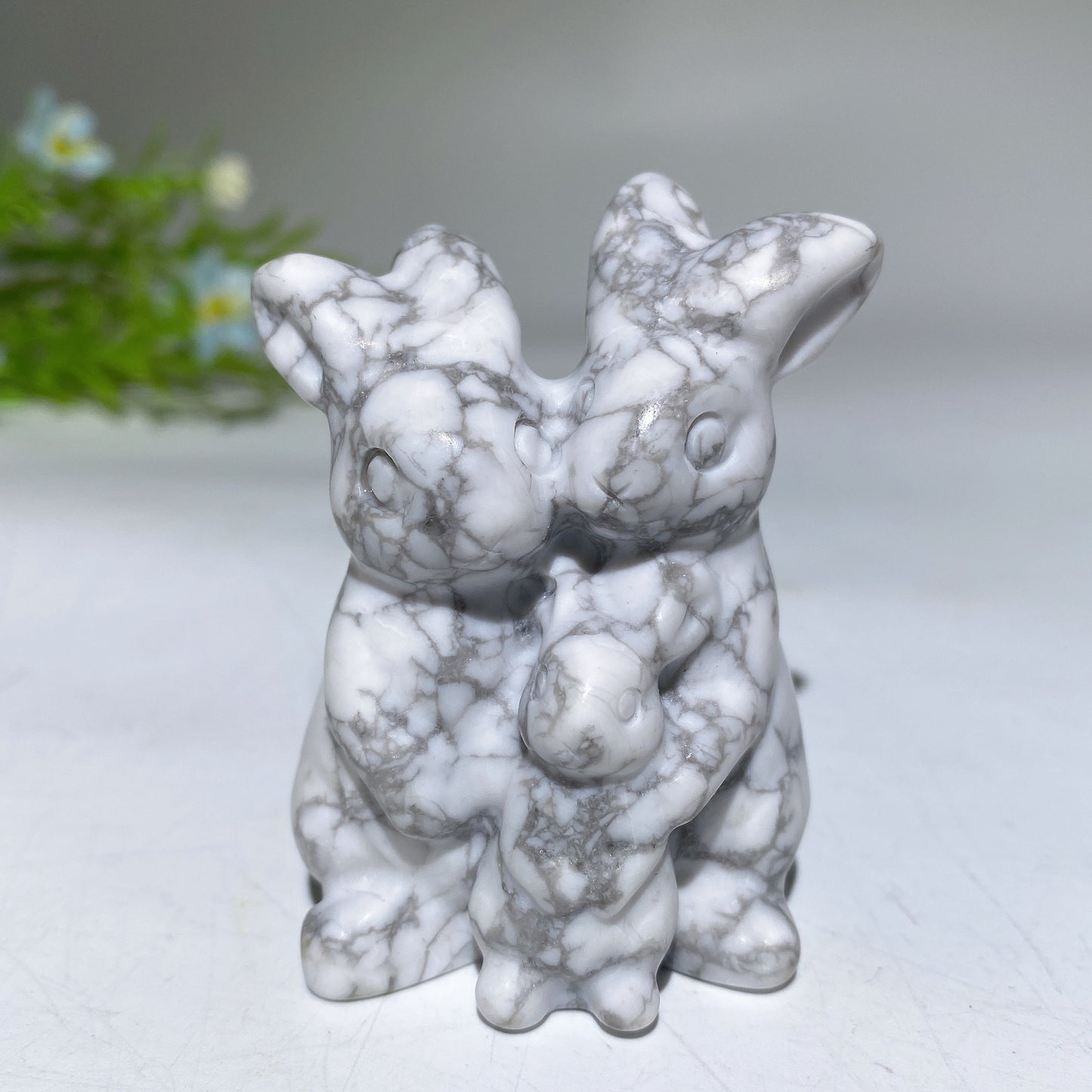 2.4" Crystal Rabbit Family Carvings Bulk Wholesale