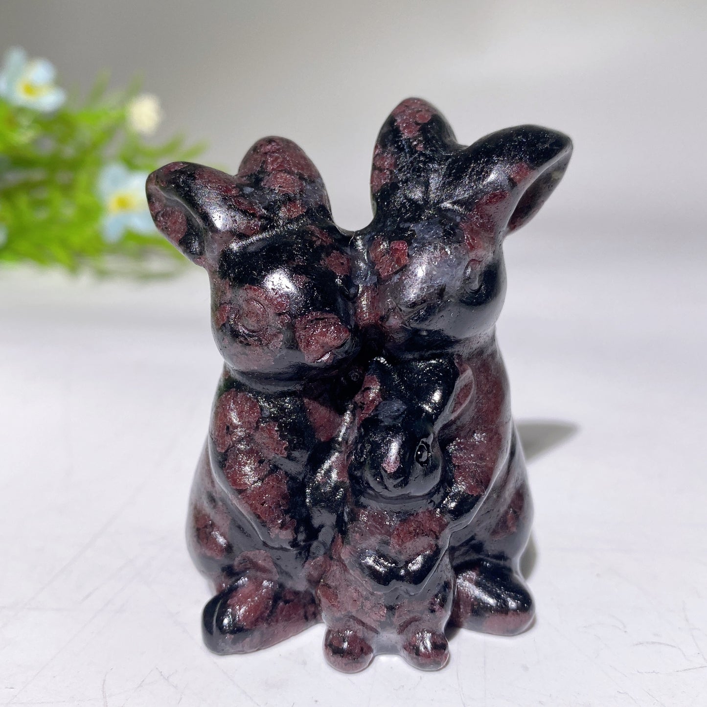 2.4" Crystal Rabbit Family Carvings Bulk Wholesale
