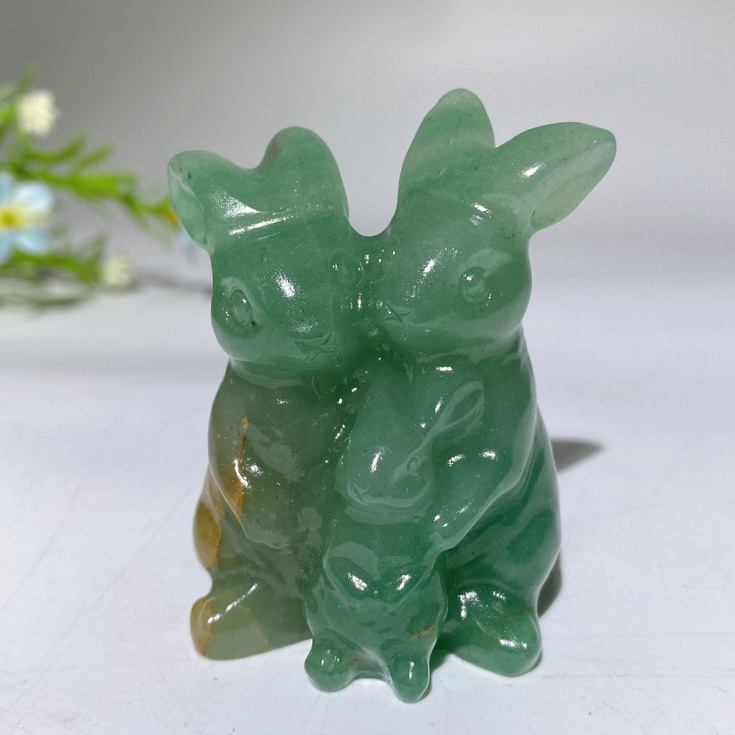 2.4" Crystal Rabbit Family Carvings Bulk Wholesale