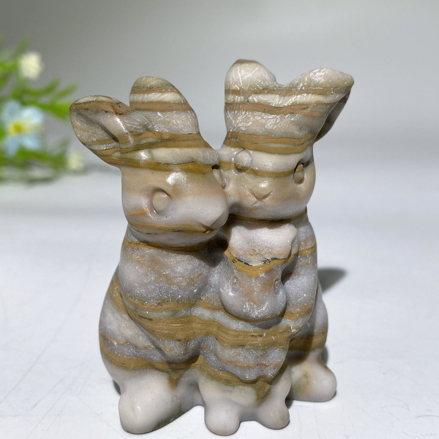 2.4" Crystal Rabbit Family Carvings Bulk Wholesale