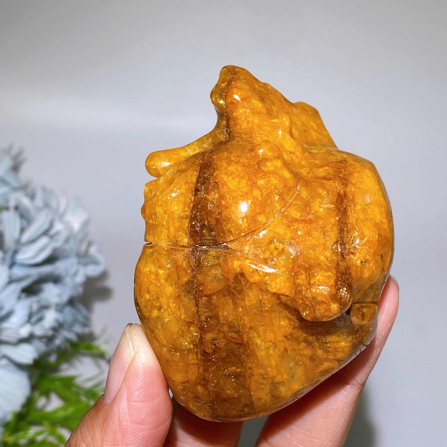 3.0" Golden Healer Biological Heart Carving Crystal Healing Bulk Wholesale