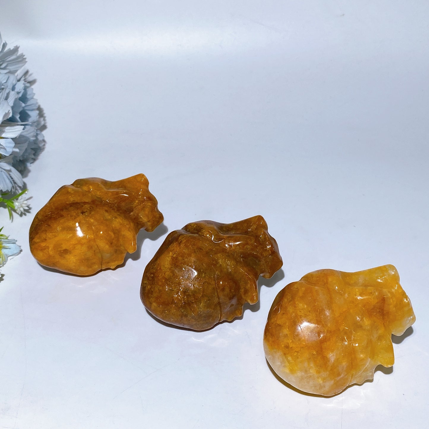 3.0" Golden Healer Biological Heart Carving Crystal Healing Bulk Wholesale
