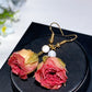 Natural Rose Flower Earring Crystal Healing Bulk Wholesale