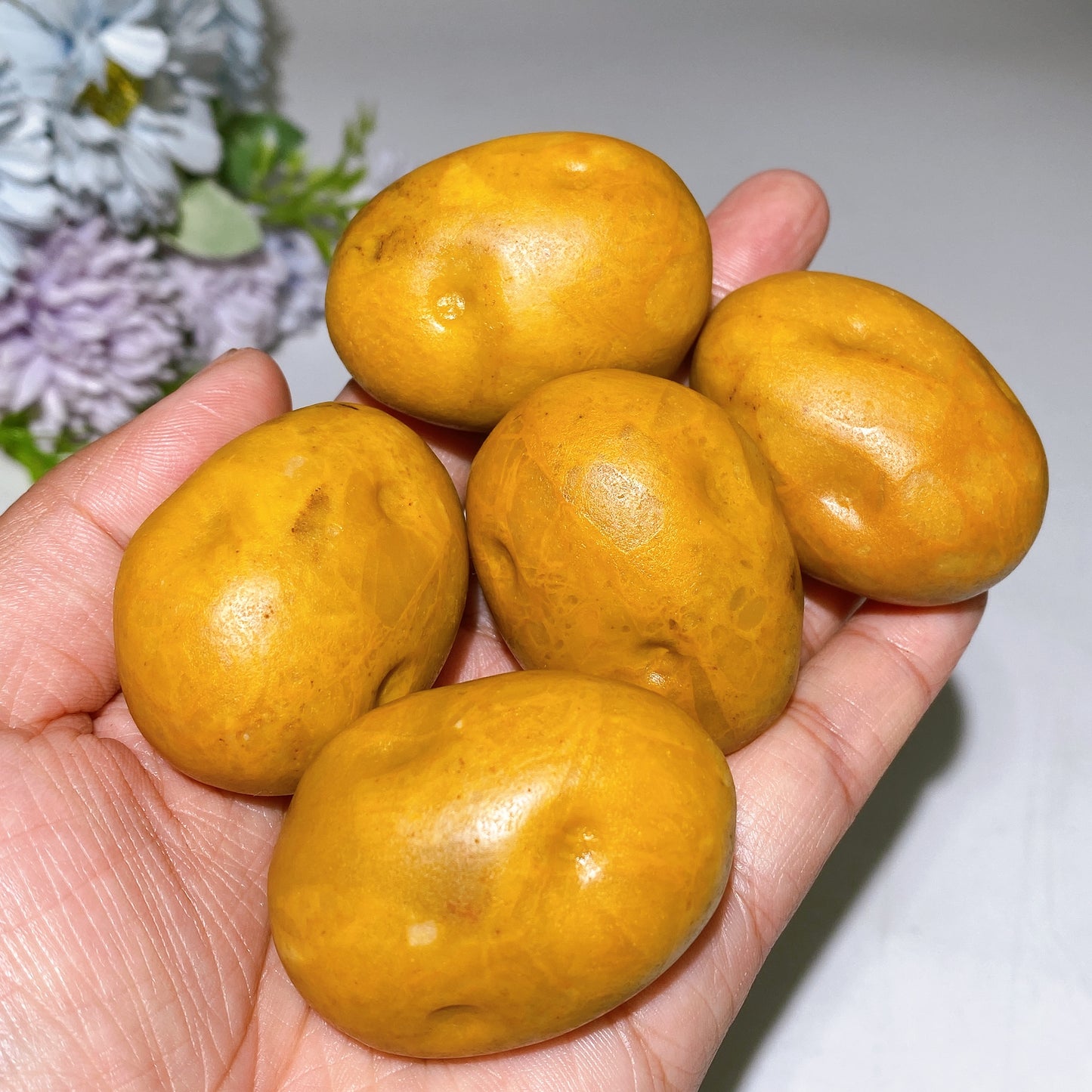1.8" Yellow Jade Potato Vegetable Carving Crystal Healing Bulk Wholesale