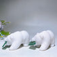 3.2" White Jade Bear with Aventurine Fish Carving Crystal Healing Bulk Wholesale