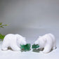 3.2" White Jade Bear with Aventurine Fish Carving Crystal Healing Bulk Wholesale