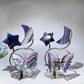 Rainbow Fluorite Moon Star Butterfly Wings Carving with Stand Crystal Healing Bulk Wholesale