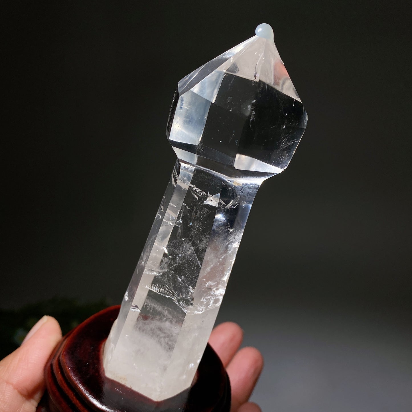 12-20cm Clear Quartz Wand with Wooden Stand Bulk Wholesale