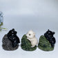 2.2" Obsidian White Jade Mouse with Base Carving Crystal Healing Bulk Wholesale