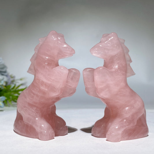 3.3" Rose Quartz Horse Carving Valentine's Day Gift Crystal Healing Bulk Wholesale
