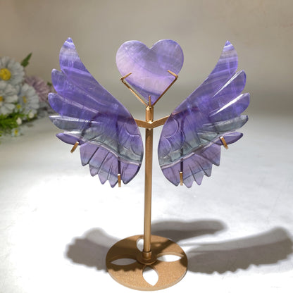 18cm Crystal Heart Wings Carving with Stand Crystal Healing Bulk Wholesale