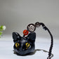 11cm Black Obsidian Cat Head Carving Key Chain Bag Hanging Crystal Healing Bulk Wholesale