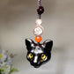 11cm Black Obsidian Cat Head Carving Key Chain Bag Hanging Crystal Healing Bulk Wholesale
