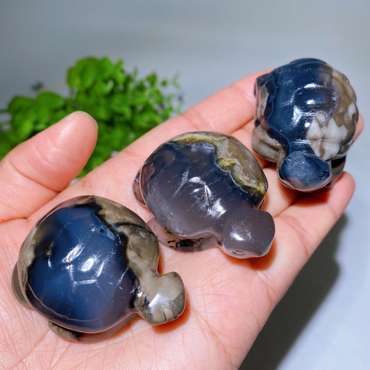 1.8"-2.1" UV Reactive Volvanic Agate Turtle Elephant Cat Wolf Animal Carving Bulk Wholesale