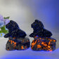 2.7" Black Obsidian Lion on Yooperlite Carving Crystal Healing Bulk Wholesale