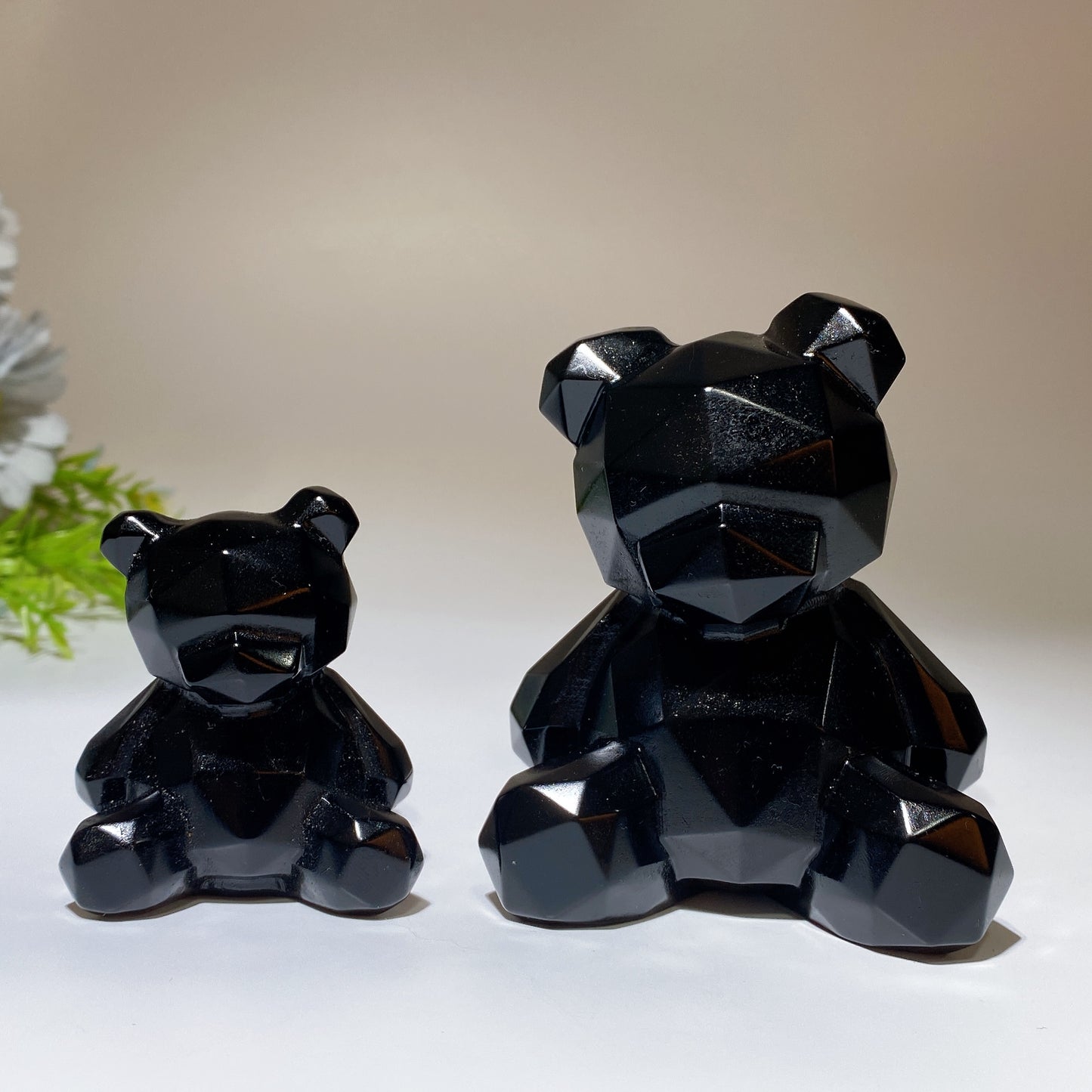 Faceted Black Obsidian Bear Carving Crystal Healing Bulk Wholesale