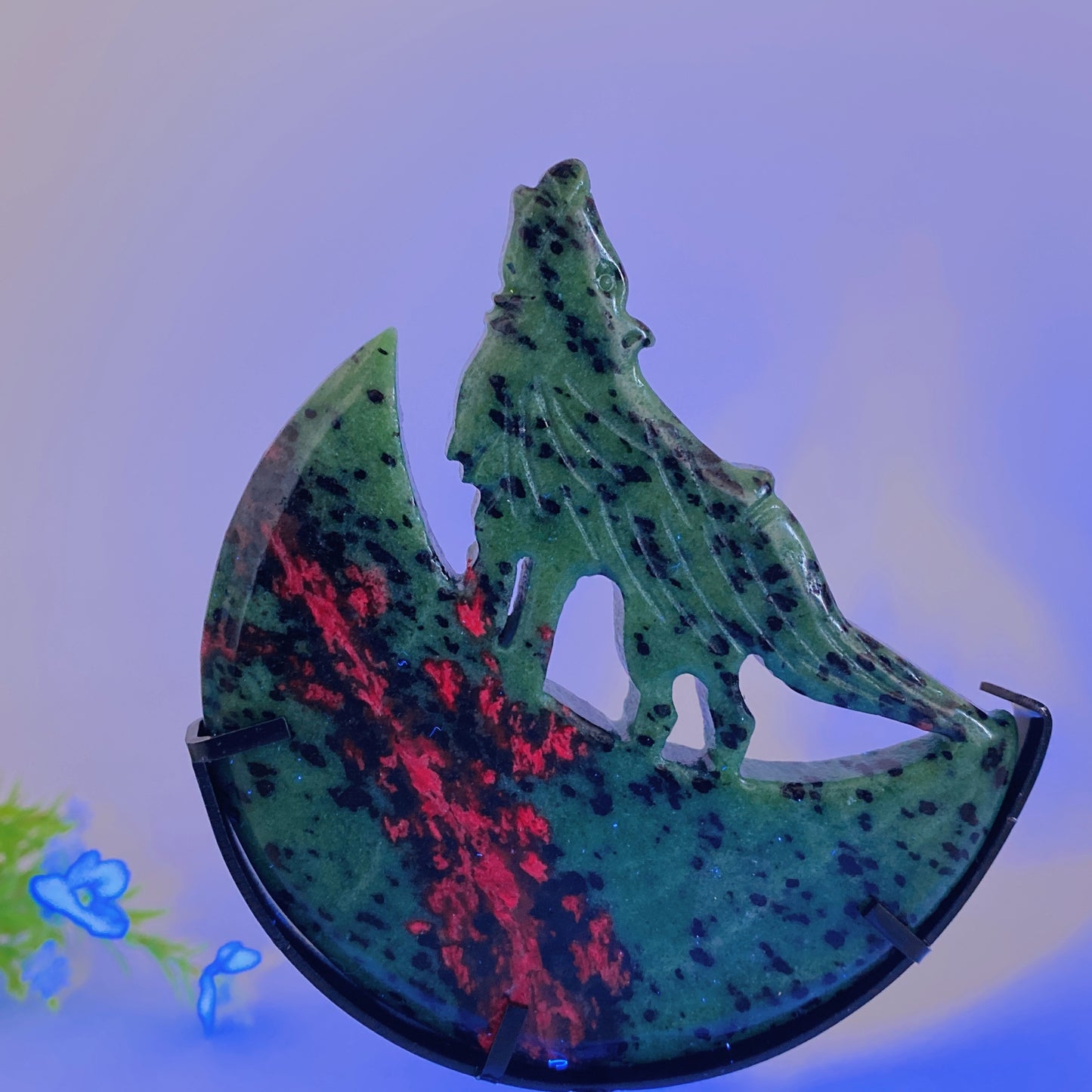 4.0"-4.4" Crystal Wolf On Moon Carving with Stand Bulk Wholesale