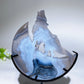 4.0"-4.4" Crystal Wolf On Moon Carving with Stand Bulk Wholesale