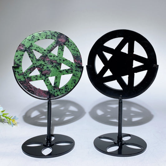 3.8" Crystal Pentacle Carving with Stand Bulk Wholesale