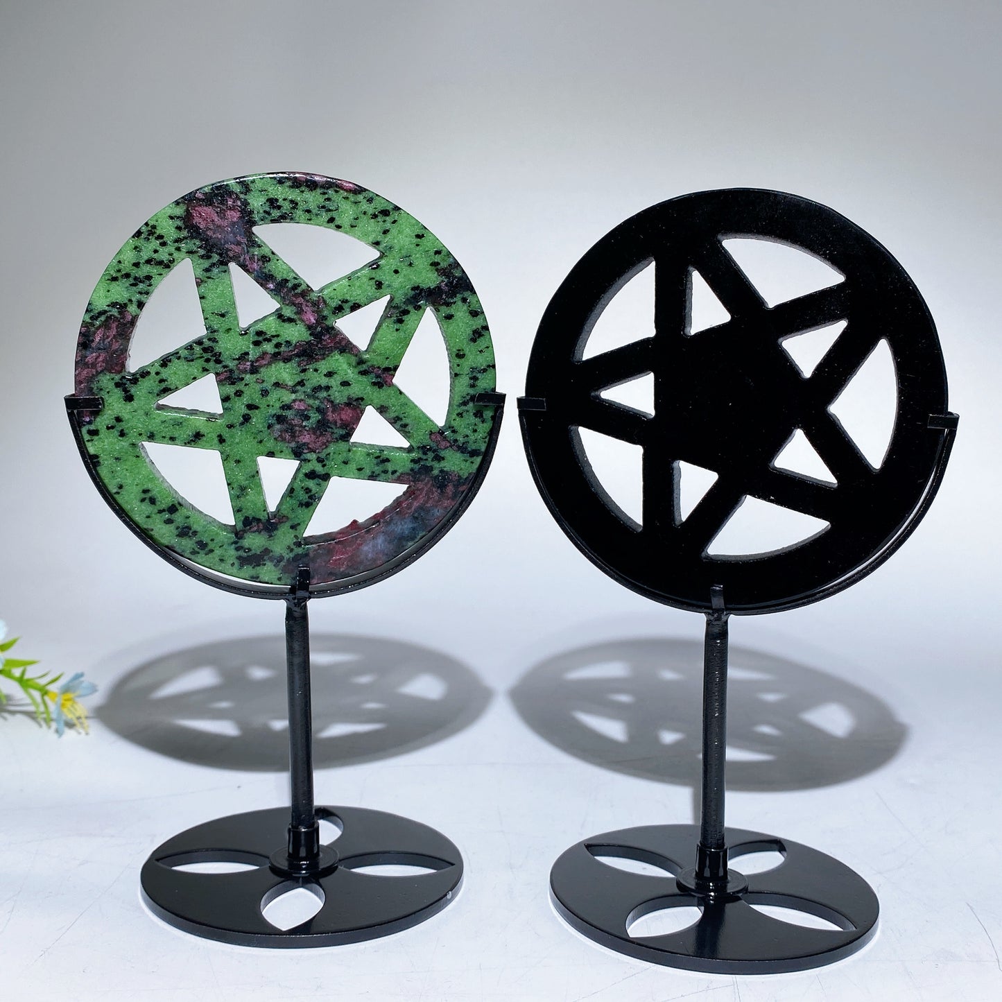 3.8" Crystal Pentacle Carving with Stand Bulk Wholesale