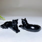 3.0" Black Obsidian Cat Carving Bulk Wholesale