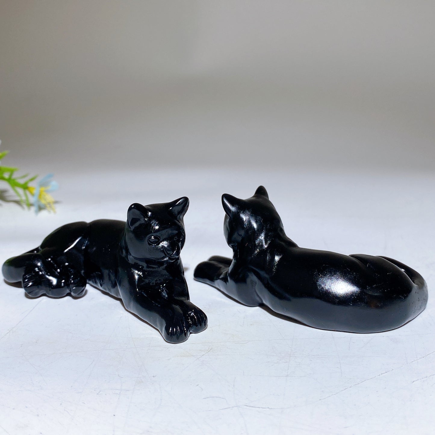 3.0" Black Obsidian Cat Carving Bulk Wholesale