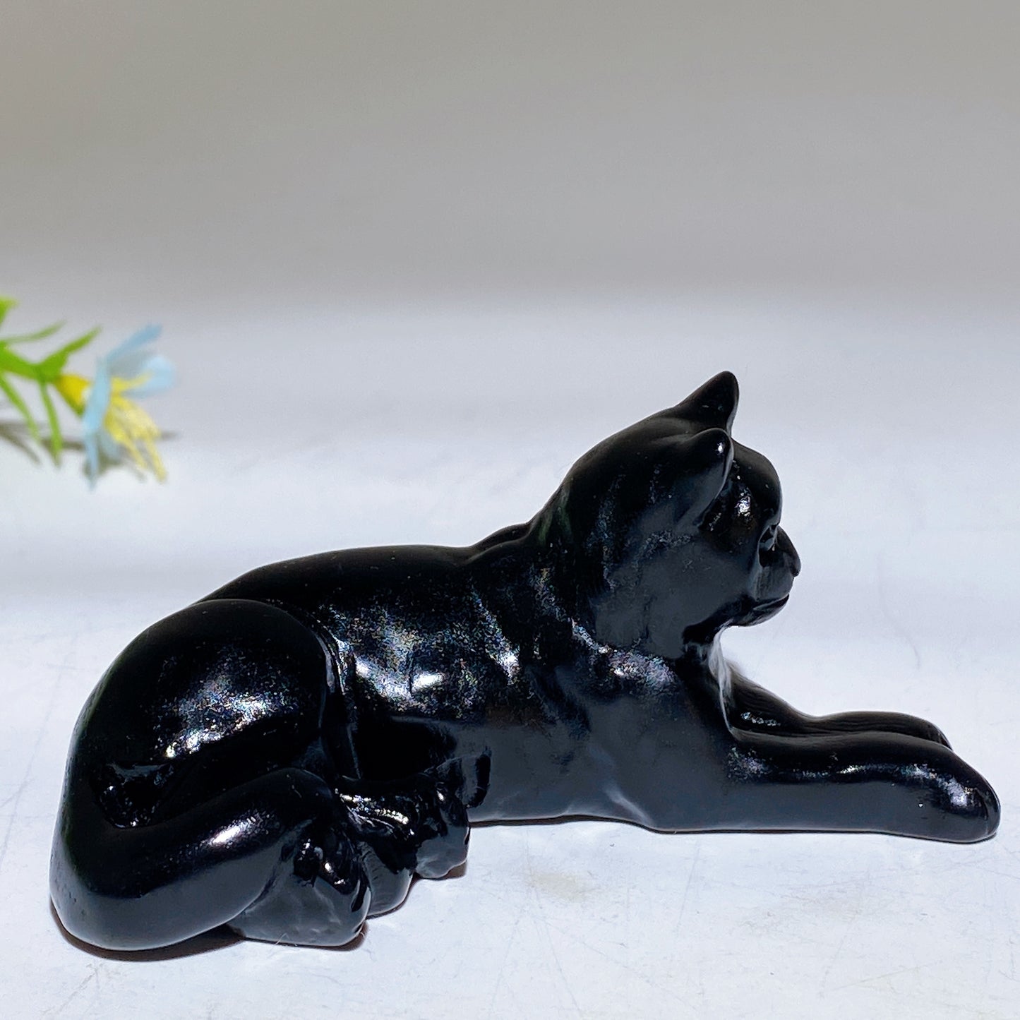 3.0" Black Obsidian Cat Carving Bulk Wholesale