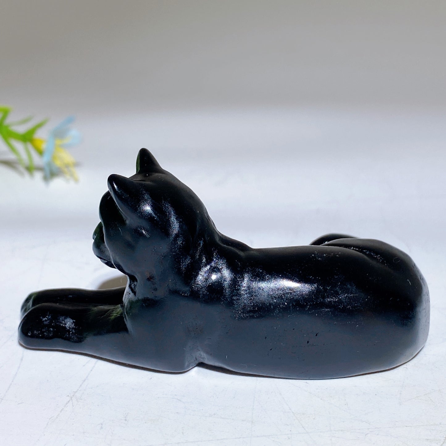 3.0" Black Obsidian Cat Carving Bulk Wholesale