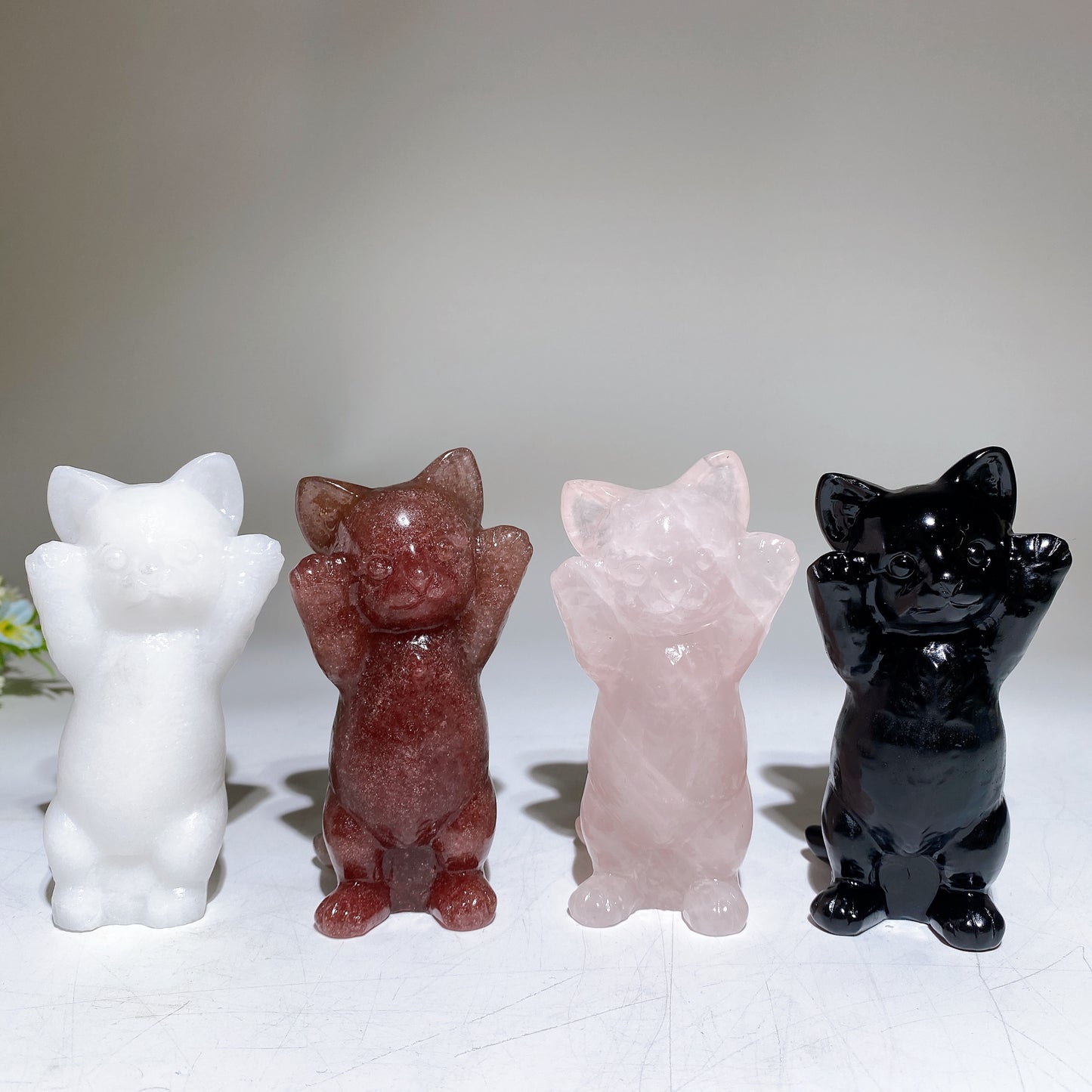3.8" Crystal Cat Carving Bulk Wholesale