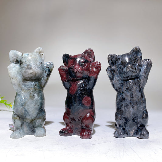 3.8" Crystal Cat Carving Bulk Wholesale