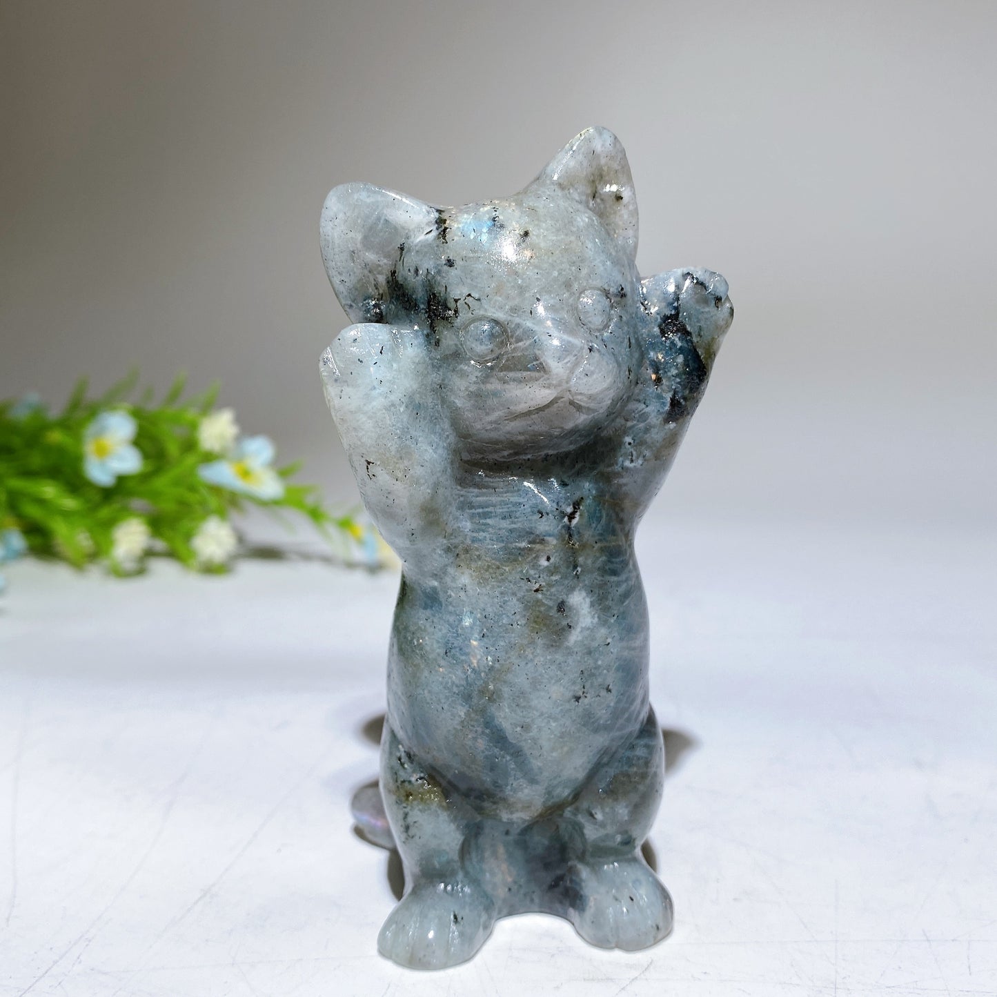 3.8" Crystal Cat Carving Bulk Wholesale