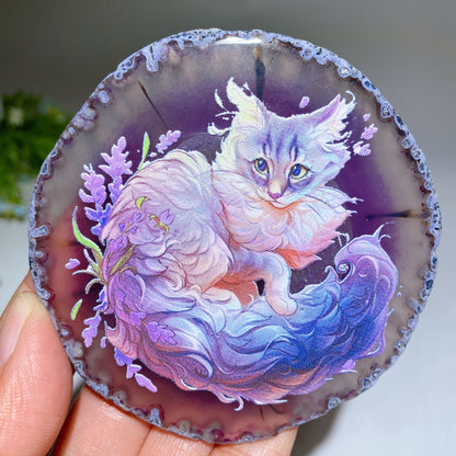 3.3"-3.7" Agate Slab with Cat Printing Bulk Wholesale