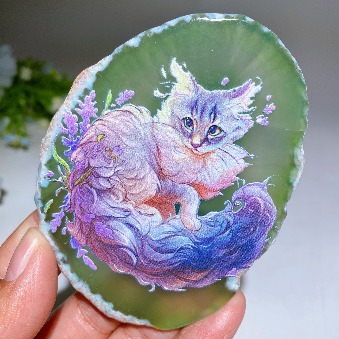 3.3"-3.7" Agate Slab with Cat Printing Bulk Wholesale
