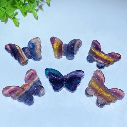 1.6" Rainbow Fluorite Butterfly Carving Bulk Wholesale