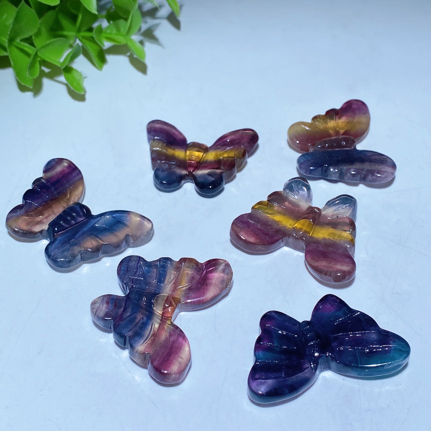 1.6" Rainbow Fluorite Butterfly Carving Bulk Wholesale