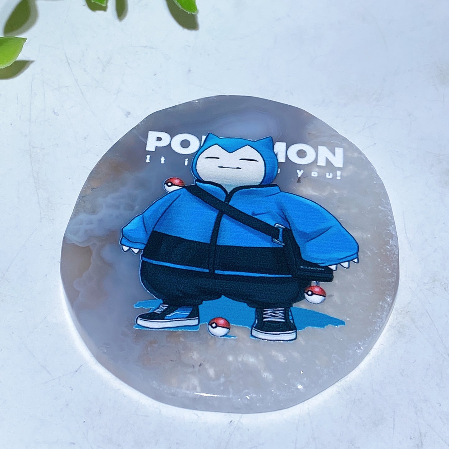 2.8"-3.8" Agate Slab with Pokemon Printing Crystal Healing Bulk Wholesale