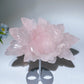 Rose Quartz Fluorite Peony Carving with Stand Crystal Healing Set Bulk Wholesale