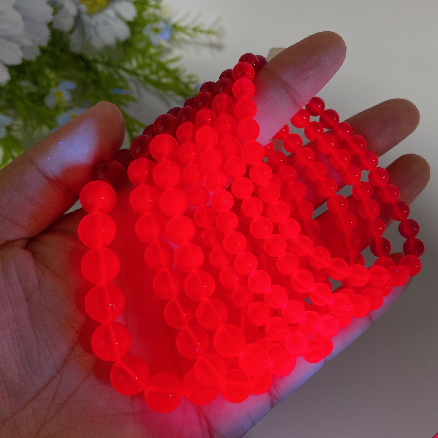 6mm 8mm 10mm UV Reactive Star Ruby Bracelet Crystal Healing Bulk Wholesale