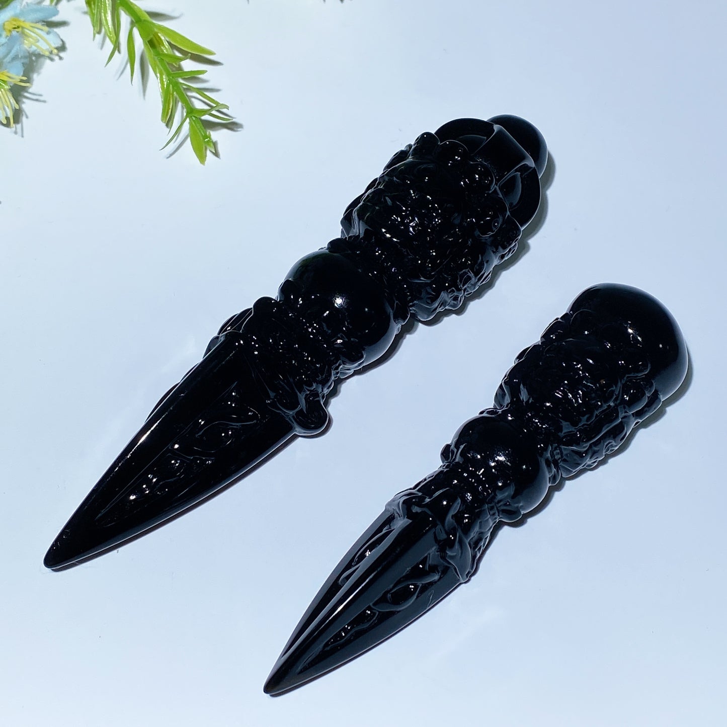 4.6"-5.8" Black Obsidian Vajra Carving Crystal Healing Bulk Wholesale