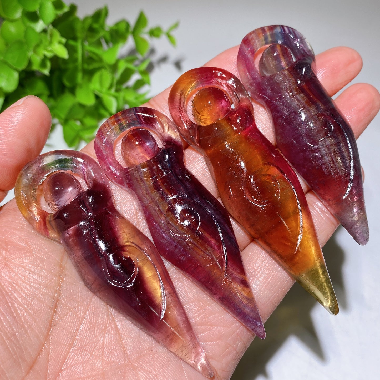 2.9"-3.1" Fluorite Goddess Carving Crystal healing Bulk Wholesale