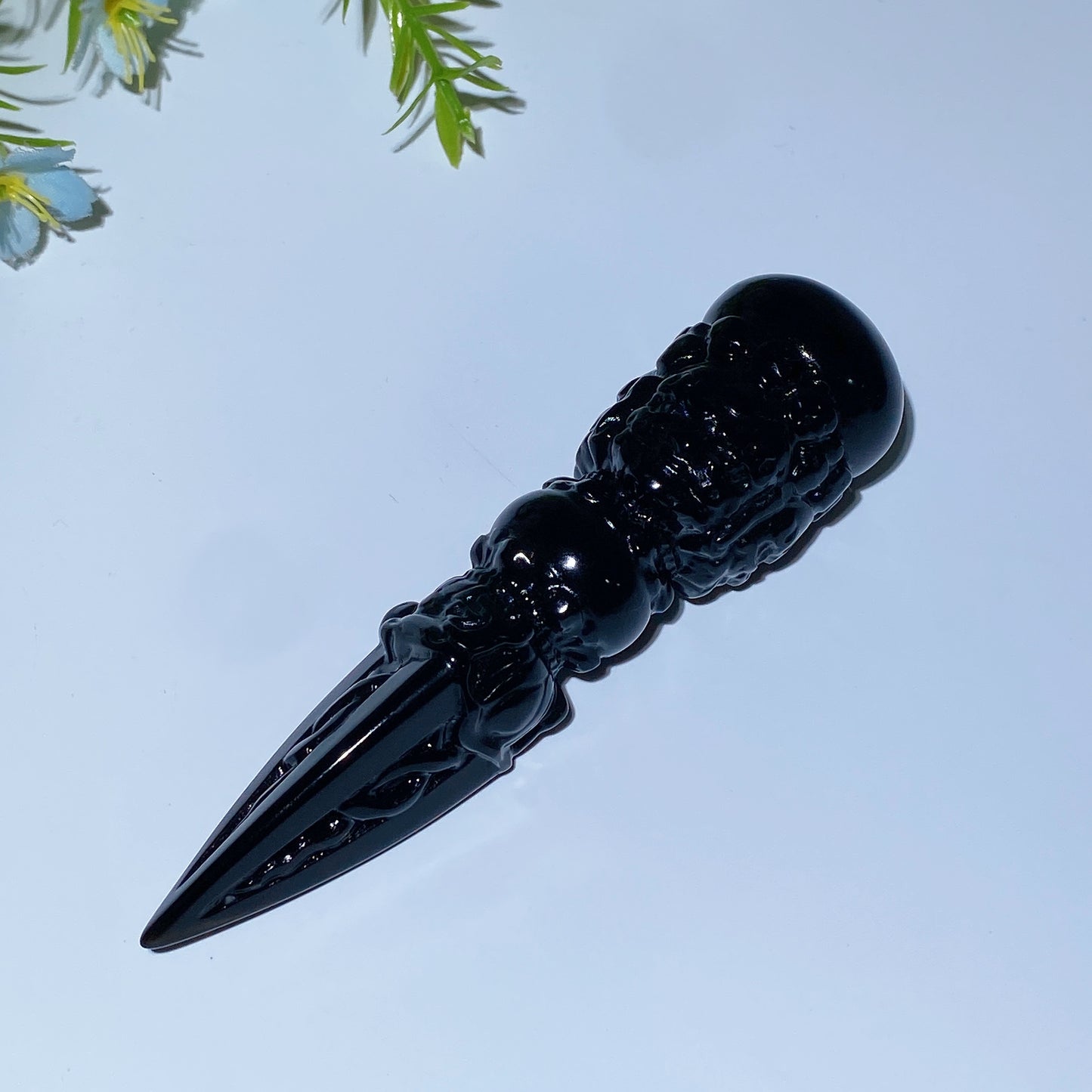 4.6"-5.8" Black Obsidian Vajra Carving Crystal Healing Bulk Wholesale