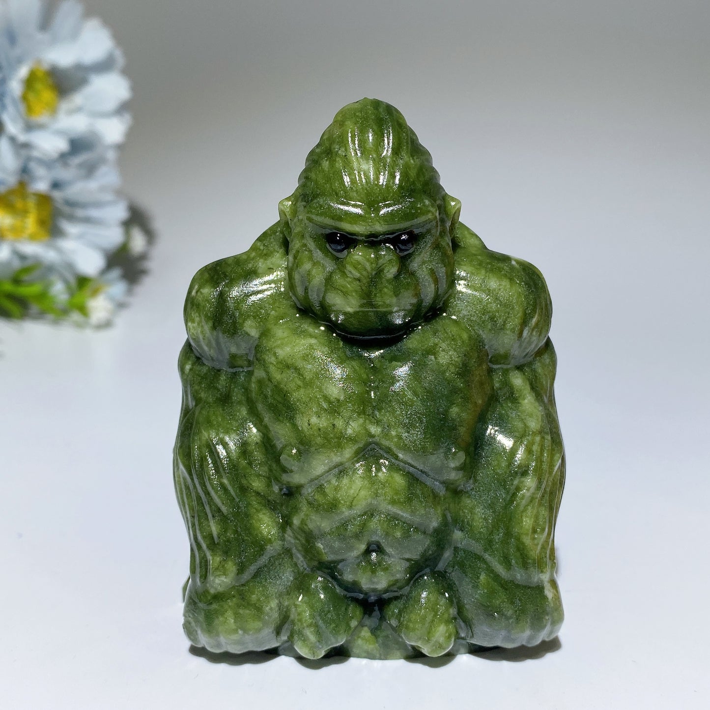 3.2" Serpentine Yellow Jade Gorilla Carving Crystal Healing Bulk Wholesale