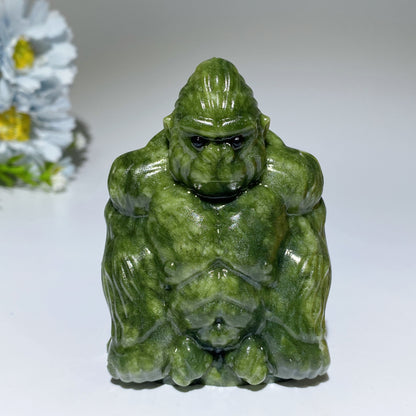 3.2" Serpentine Yellow Jade Gorilla Carving Crystal Healing Bulk Wholesale