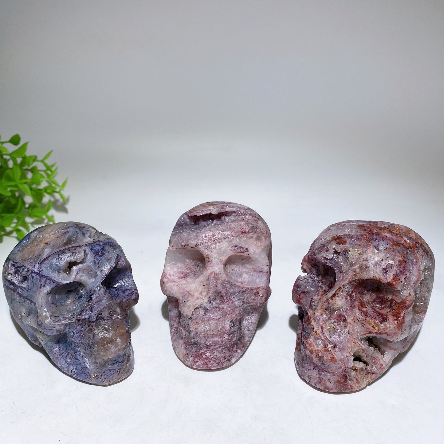 3.0"-3.8" Purple Sphelarite Skull Carving Healing Crystal Bulk Wholesale