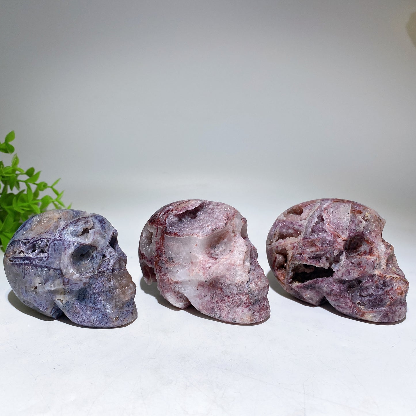 3.0"-3.8" Purple Sphelarite Skull Carving Healing Crystal Bulk Wholesale
