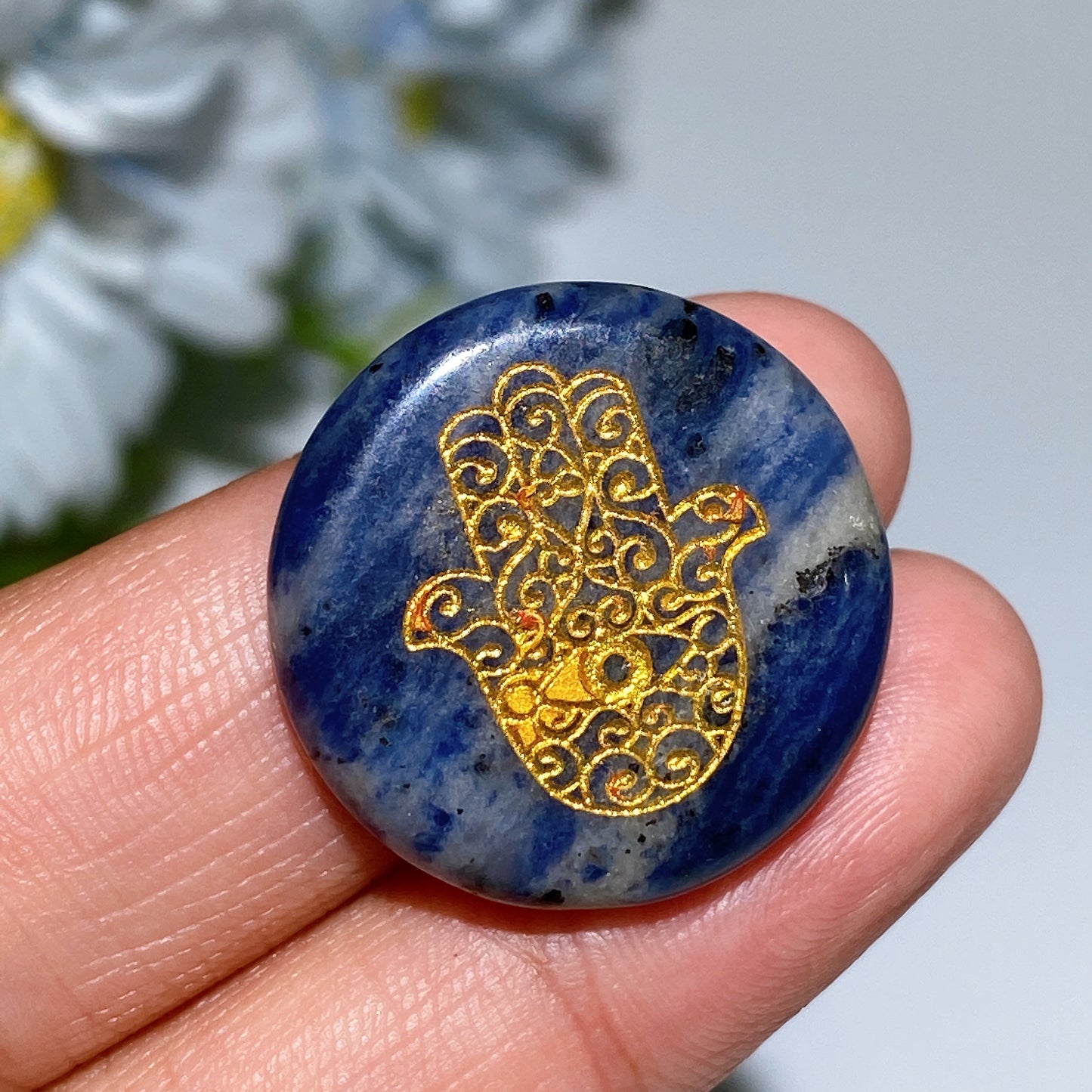 24mm Crystal Round Slab with Chakra Hand Printing Crystal Healing Bulk Wholesale