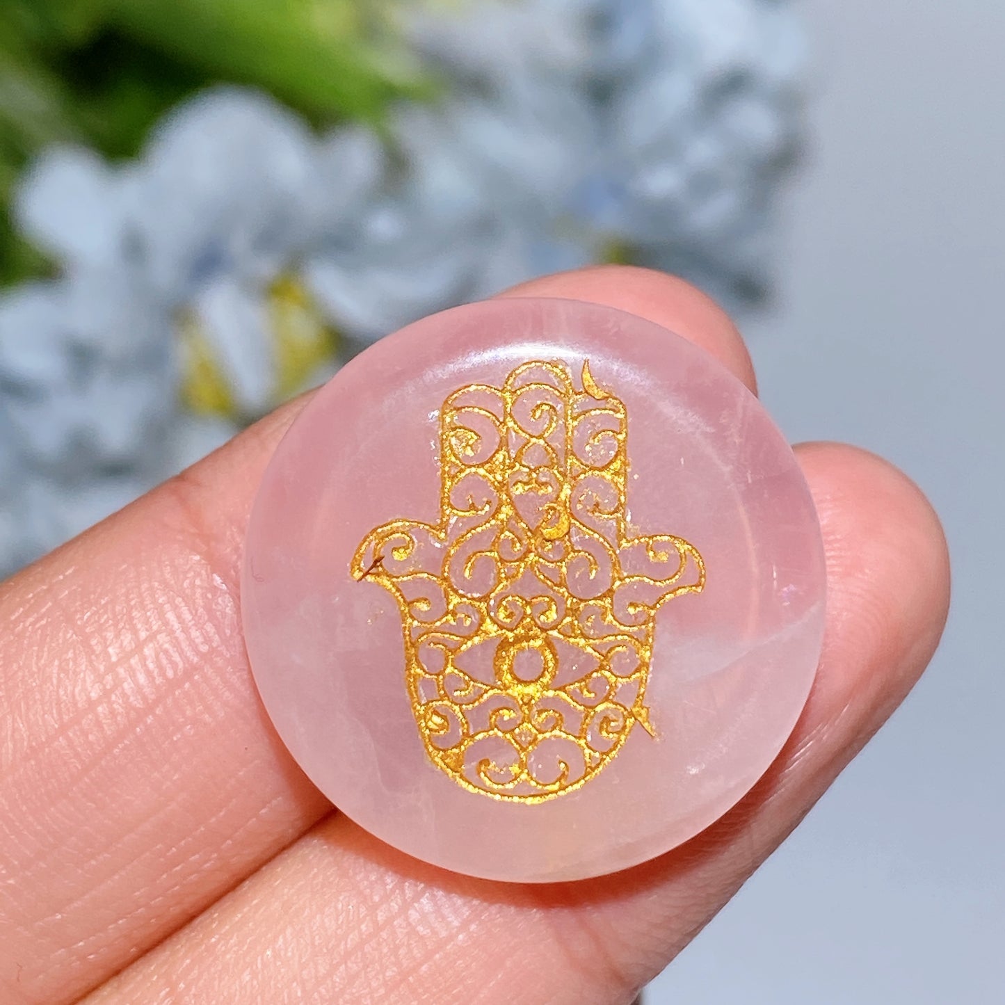 24mm Crystal Round Slab with Chakra Hand Printing Crystal Healing Bulk Wholesale