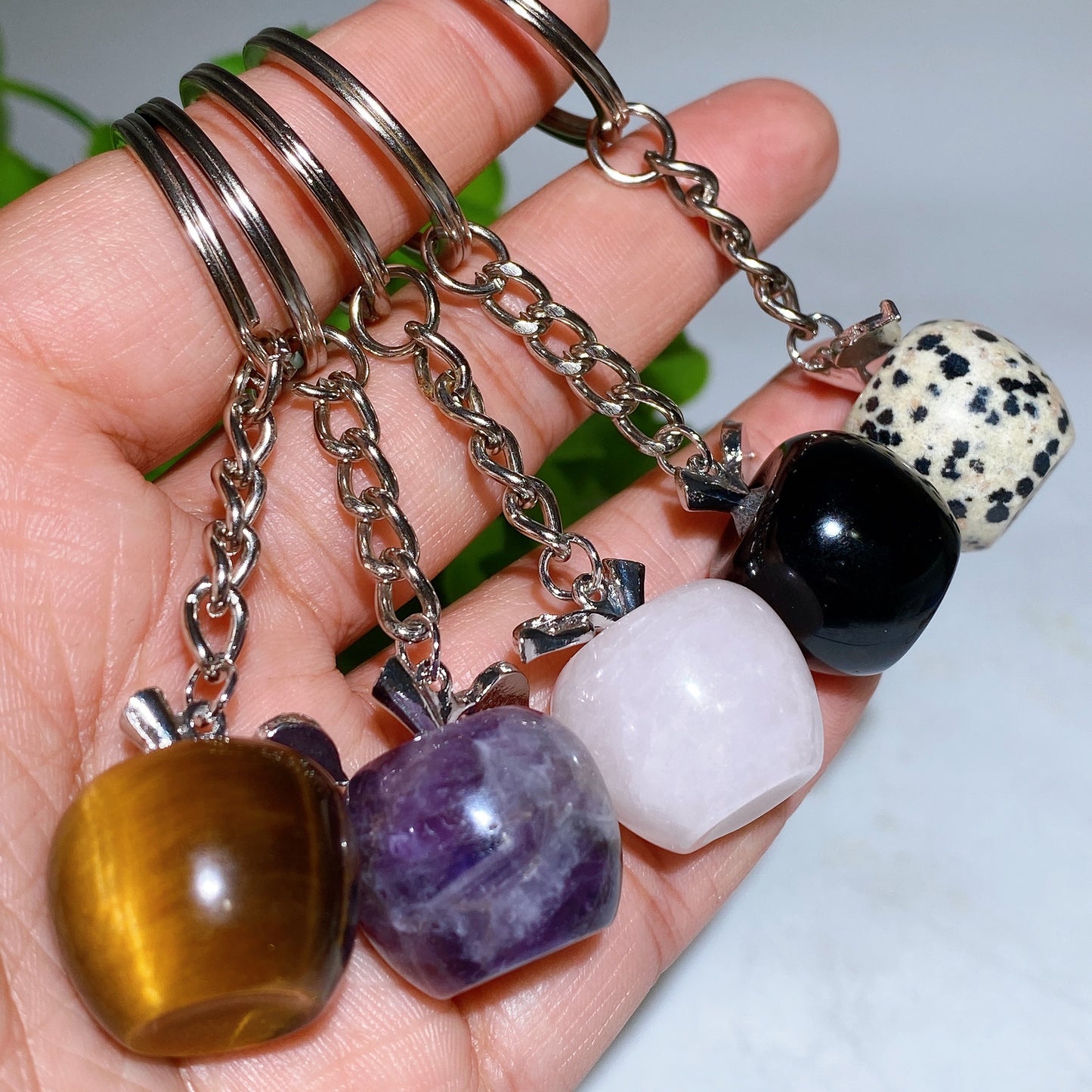 Crystal Apple Key Chain Crystal Healing Bulk Wholesale