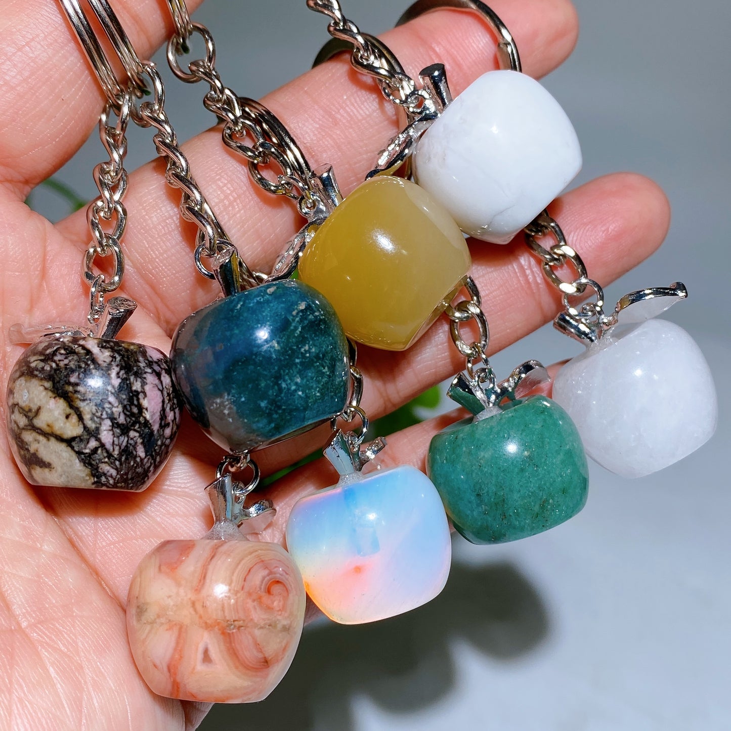 Crystal Apple Key Chain Crystal Healing Bulk Wholesale