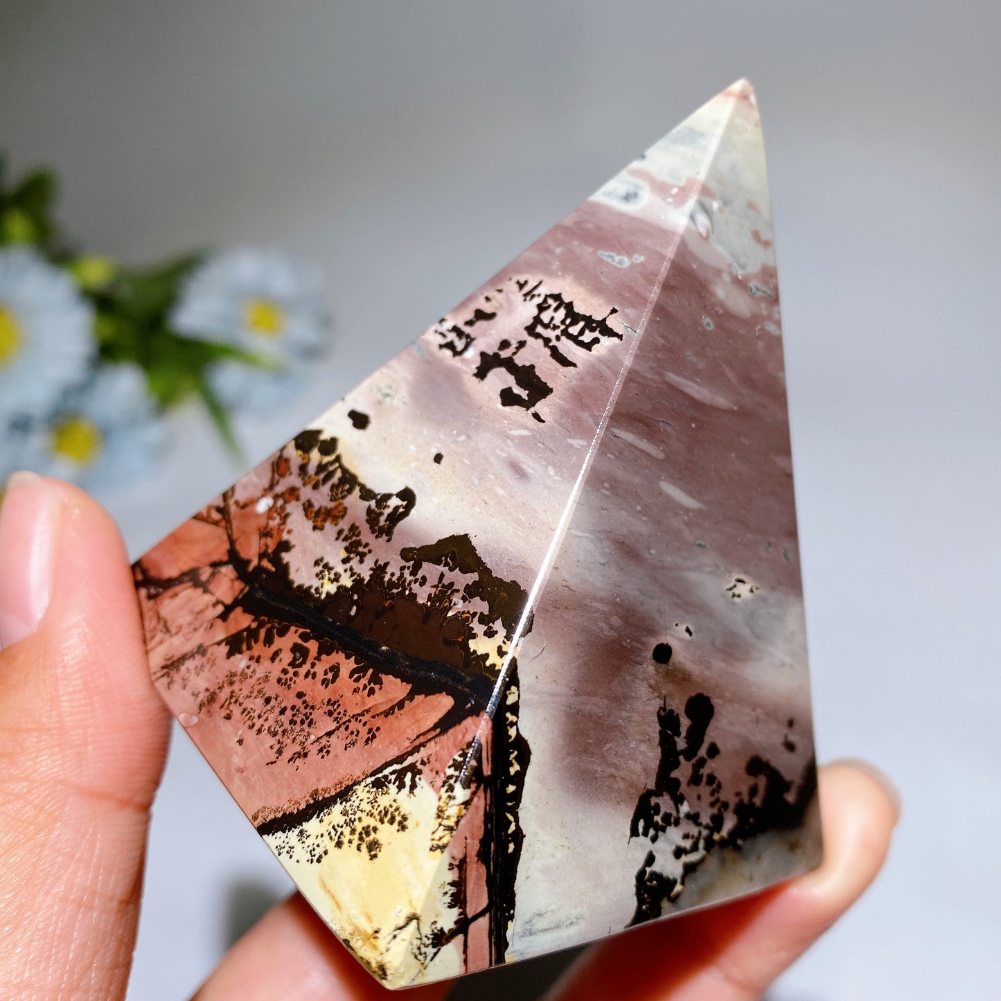 2.6" Picture Jasper Pyramid Carving Crystal Healing Bulk Wholesale